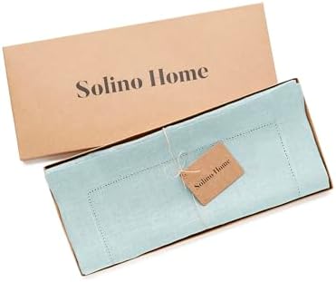 Solino Home 100% Pure Linen Table Runner Aqua Blue Hemstitch, 14 x 60 in - Image 6