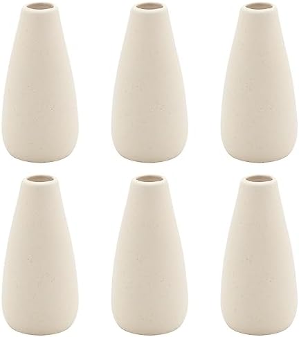 YANLING 6 Pack Modern Small Vase for Flowers, Light Yellow Ceramic Vases by YANLING