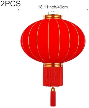 Chinese New Year Lantern, Traditional Spring Festival Hanging Ornament, Flocking Cloth Lantern with Tassels for Lunar New Year - Image 5