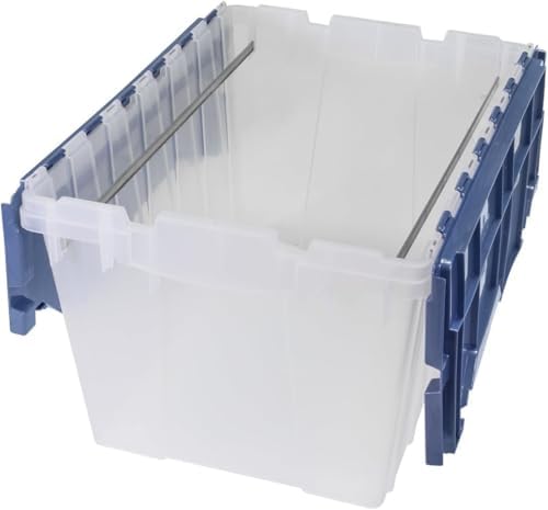 Akro-Mils KeepBox 12 Gal Plastic Storage Box, Metal Rails, Clear/Blue, 1-Pk by Akro-Mils