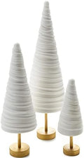 Light Ivory Velvet Trees Pedestal Set of 3, Classic Mantel Home Decor, Winter White Holiday Table, Valentine Tree, Office Bookcase, Cozy Bookshelf (Light Ivory) by YourHeartsContent