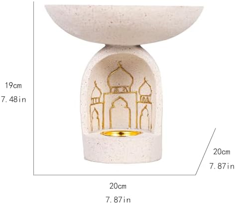 Mosque-Themed Decorative Resin Candlestick, White, Dome-Shaped, Gold-Trimmed - Image 6