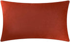 KINGROSE Handmade 3D Flower Throw Pillow Cover, Rust Red, 12x20 Inches - Image 2