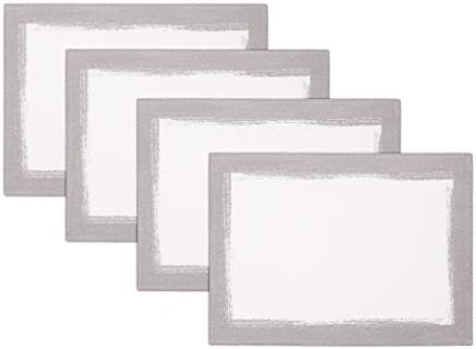 Elrene Home Fashions Villeroy & Boch Metallic Brushstroke Modern Linen Blend Placemat Set, 14 Inches x 20 Inches, Set of 4, White and Silver by ElreneHomeFashions