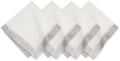 Villeroy & Boch Linen Metallic Brushstroke Napkins, 21 Inches x 21 Inches, Set of 4, White and Silver by ElreneHomeFashions