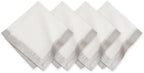 Villeroy & Boch Linen Metallic Brushstroke Napkins, 21 Inches x 21 Inches, Set of 4, White and Silver by ElreneHomeFashions