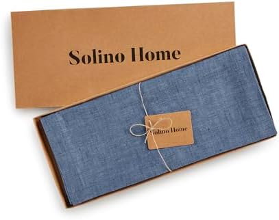 Solino Home 100% Pure Linen Table Runner Blue Denim, Athena 14 x 156 in - Image 5