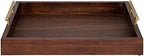 Kate and Laurel Lipton Decorative Wooden Tray with Metal Gold Handles, 16.5" x 12.25", Dark Walnut Brown and Gold - Image 2