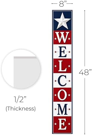 48x8" 4th of July Welcome Porch Sign, Patriotic Porch Decor for Independence Day, Standing Welcome Sign for Front Door, PVC, Design 7 - Image 5