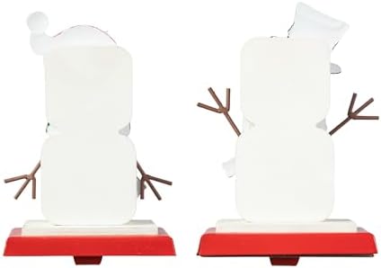 Glitzhome Christmas Stocking Holders for Mantel, Set of 2 Snowman S'Mores Marshmallow Metal Hooks, Heavy Duty Fireplace Hangers for Indoor Holiday Decor - Image 2
