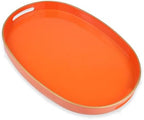 Orange Oval Decorative Tray with Handles, Versatile Serving Tray for Coffee Table, Ottoman, Ideal for Serving, Displaying, Organizing by Omuriko