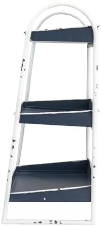 Creative Co-Op Heavily Distressed Navy 3-Tier Metal Tray with White Frame & Rim - Image 3