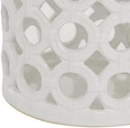 Deco 79 Ceramic Circles Decorative Candle Lantern with Cut Out Design, 7" x 8" x 11", White - Image 5