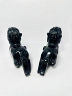 Pair of Pixiu Fengshui Statue, Black Obsidian Gemstone Pixiu Statue, Home Decoration Gift Idea Lunar New Year (5.1" L) - Image 3