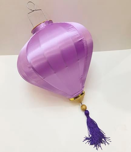 2 Pcs Chinese Lanterns Hanging Paper Lanterns，Multi-Color 12 in Silk Lantern Chinese Party Wedding Decorations (Purple) - Image 5