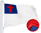 G128 Christian Flag | 3x5 Ft | StormFlyer Series Embroidered 220GSM Spun Polyester | Religious Flag, Embroidered Design, Indoor/Outdoor, Brass Grommets, Heavy Duty, All Weather - Image 2