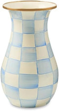 MACKENZIE-CHILDS Enamel Tall Vase, Light-Blue-and-White Sky Check by Unknown