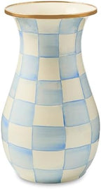 MACKENZIE-CHILDS Enamel Tall Vase, Light-Blue-and-White Sky Check by Unknown