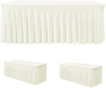 2 Pack Beige Spandex Table Covers 6ft Rectangle Ruffle Skirts for Party by HolidayIdeas