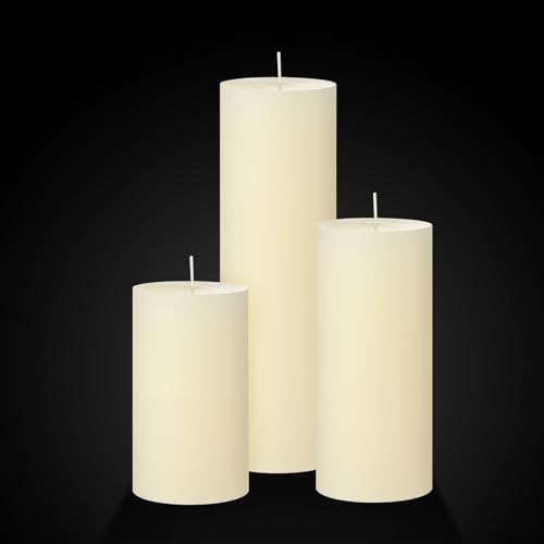 Shihanee 6 Pillar Candles Cylinder Vases,3.4'' X 7", 9.8", 11.8",Ivory - Image 2