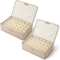 2 Pcs Light Bulb Organizer Storage Box Ornament Storage with 30 Dividers Foldable Bulbs Organizer with Lid Sturdy PP Board Fits Various Standard Dustproof Fabric Case for Home Vbs (Beige) by Acellegic