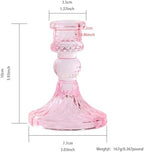 Glass Candle Holders Set, Vintage Decorative Design,Elegant Table Candlesticks Set for Dining Room,Wedding, Spring Party, Romantic Dinner, Festival & Windowsill Decor (24, Light Pink, XZS) - Image 2