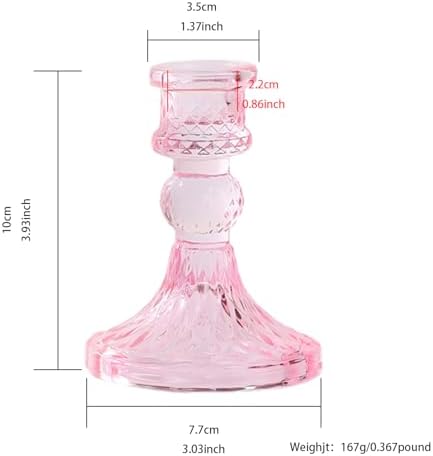 Glass Candle Holders Set, Vintage Decorative Design,Elegant Table Candlesticks Set for Dining Room,Wedding, Spring Party, Romantic Dinner, Festival & Windowsill Decor (24, Light Pink, XZS) - Image 2