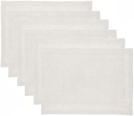 Solino Home 100% Pure Linen Placemats Natural, Athena 14 x 19 in, Set of 6 by SolinoHome