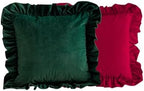 Square Throw Pillow Covers Set of 2 Ruffled Frosted Velvet Decorative Throw Pillow Covers Boho Cushion Covers for Bed Sofa Couch Living Room Christmas Decoration 18×18 inch Red + Green by Jackcsale
