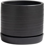 HERDUK 8 Inch Pots for Plants, Ceramic Planter Pot with Drainage Hole & Saucer, Indoor/Outdoor Cylinder Round Planter Pot, Matte Black by Herduk