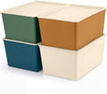 Menkxi 4 Pcs Storage Bins with Lids, Mixed Color, Small by Menkxi
