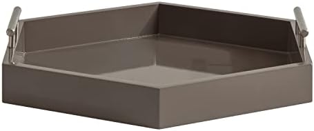 Kate and Laurel Lipton Modern Hexagon Tray; 18 x 15.5; Brown and Silver; Decorative Geometric Serving Tray for Storage and Display - Image 3