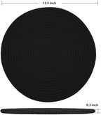 Round Placemats Set of 10, Cotton Woven Tablemats, Hot Pads for Kitchen, Jute Rattan Charger Plates for Dinner, Non Slip Heat Resistant Place Mats, 13.5'' Braided Placemat for Decor (Black Cotton) - Image 2