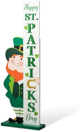 glitzhome 36"H St. Patrick's Wooden Standing Porch Sign, Leprechaun HAPPY ST.PATRICK'S DAY Porch Decor Front Door,Front Porch,Indoor Outdoor Porch Party Decor - Image 7
