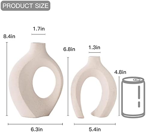 Levvohd Snuggle Hollow Ceramic Vase Set of 2 for Modern Nordic Home Decor - Image 5
