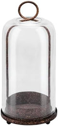 12" High Versatile Modern Metal Hurricane Lantern with Handmade Sturdy Glass Dome in Rustic Brown for Pillar Candle & Plants, Industrial, Farmhouse, Shabby Chic (Brown, 5"x12") by Unknown