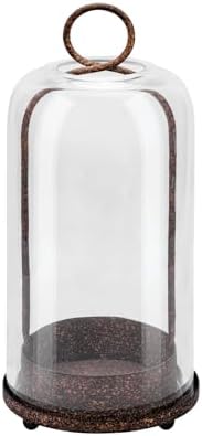 12" High Versatile Modern Metal Hurricane Lantern with Handmade Sturdy Glass Dome in Rustic Brown for Pillar Candle & Plants, Industrial, Farmhouse, Shabby Chic (Brown, 5"x12") by Unknown