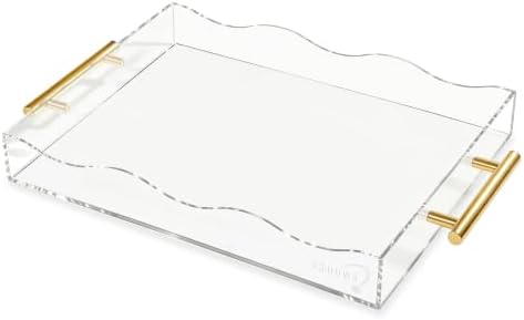SXNOWS 12"x16" Clear Acrylic Serving Tray with Gold Handles by Sxnows