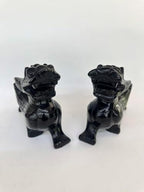 Pair of Pixiu Fengshui Statue, Black Obsidian Gemstone Pixiu Statue, Home Decoration Gift Idea Lunar New Year (5.9" L) - Image 3