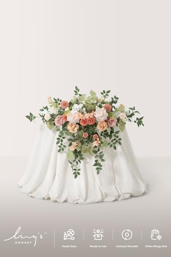 Ling's moment 2 Pack Blush Floral Garland Wedding Arch Flowers - Image 2