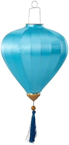EYPKPL Cloth Lantern with Tassel Oval Silk Lantern Chinese New Year Lantern Japanese Vietnam Hanging Lantern Solid Color Chinese Lanterns(Light Blue,18 Inch) by EYPKPL