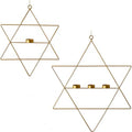 S/2 Star of David Magen Hanging Candle Holder Set Gold Metal Hanukkah Wall Decor with Tealight Holders Jewish Home Decor Party Holiday Decorations 24” & 17” by Unknown