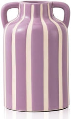 Ceramic Flower Vase with Handles, Modern Purple Striped Decorative Vase for Home Decor, 9.1" Art Floral Tall Flower Vases for Living Room & Kitchen, Mantel & Bookshelf, Centerpieces, Entryway - Image 7