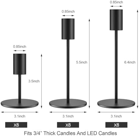 zeochyni Set of 24 Black Taper Candle Holder Bulks for Wedding, Party Decor - Image 3