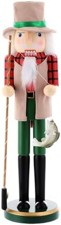 Blosssound 15" Christmas Fisherman Nutcracker Decor Wooden Fishing Figurine by Blosssound