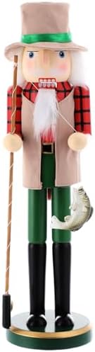 Blosssound 15" Christmas Fisherman Nutcracker Decor Wooden Fishing Figurine by Blosssound