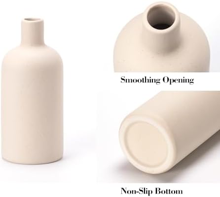 Ceramic Vase Set of 4, Classic Beige White Matte Vases Home Decorations for Table Shelf Office Centerpieces Decor - Image 4