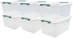 6-Pack Plastic Storage Bins with Lids, 20 L Clear Storage Containers by Qskely