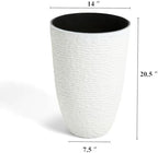 Worth Garden 2-Pack 21" H. White Tall Planters - 14'' Dia Resin Large Round Flower Pots for Outdoor Plants Trees - Imitation Stone Finish Plastic Indoor Front Porch 9 Gallon Decorative Container Patio - Image 6
