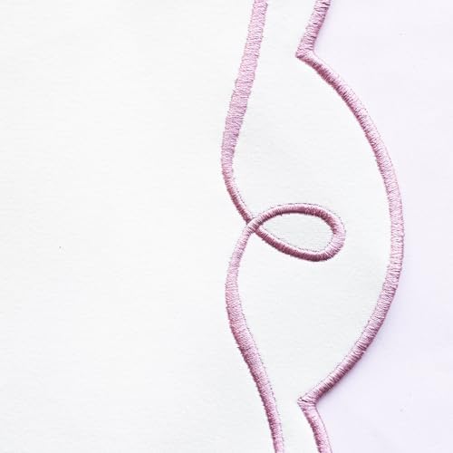 15 Inch Ribbon Twirl Embroidery Round Placemats Set of 4, Scalloped Round Table Mats for Party Kitchen Dining Decoration, Pink - Image 4
